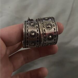 Wide hoop western earrings